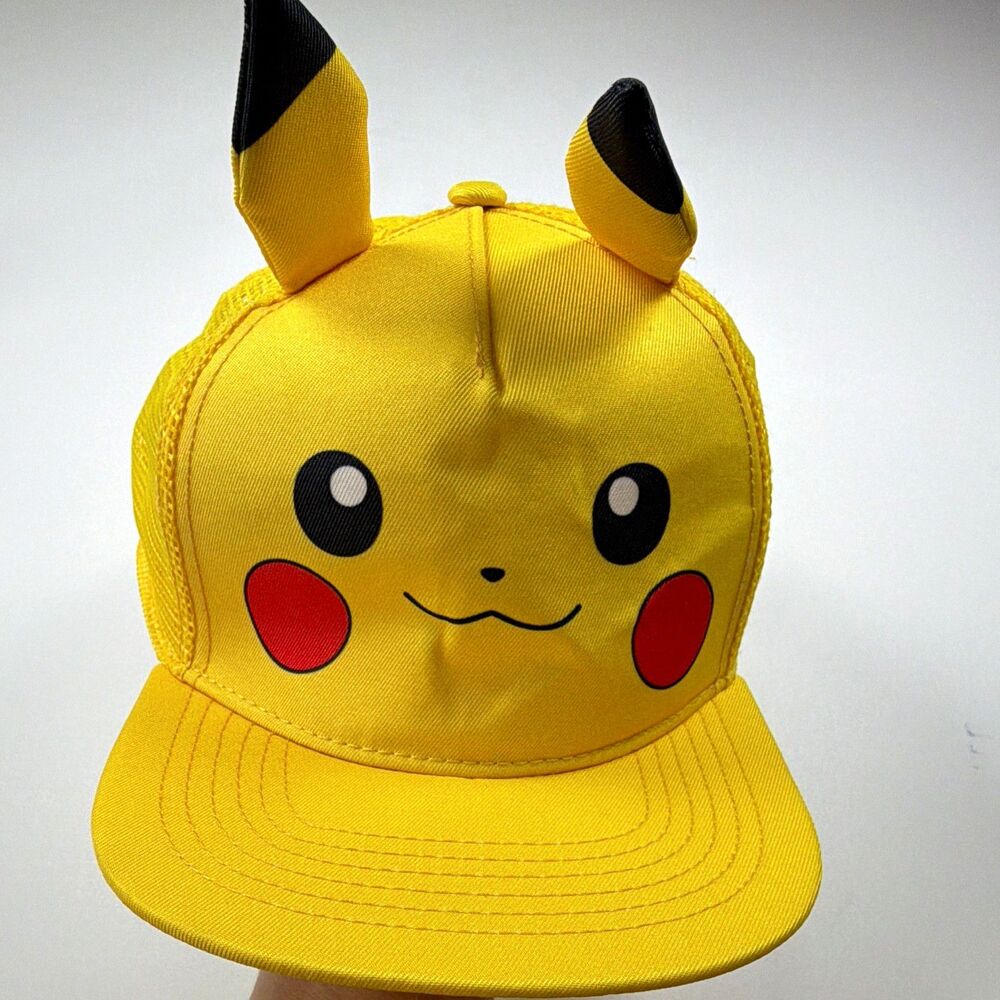 H&M Pokémon Pikachu Embroidered Yellow Mesh Back Trucker Hat Boys 4T-6X
